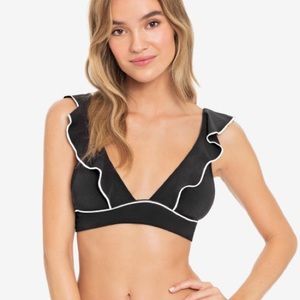 NWT Robin Piccone Malia Ruffle V-Neck Bikini Top